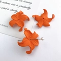 DIY orange flower acrylic charms with matte finish and center hole for jewelry making - Orange Matte Painted Iris