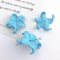 Sky blue acrylic iris flower pendant with matte finish for DIY jewelry making - Blue Matte Painted Iris