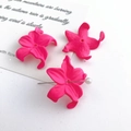 Hot pink acrylic iris flower charms for DIY jewelry with matte finish and pearl pin - Rose Pink Matte Painted Iris