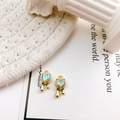 14K gold melting heart charm with aurora zircon inlay for DIY jewelry design - Gold Base AB Stone