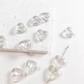 Heart-shaped iridescent transparent acrylic beads for DIY jewelry and phone chains - 3# Clear Heart