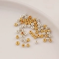 Mix of gold and silver plated glass spacer beads for DIY jewelry making on white plate - 2*2mm (Aperture approx 1mm) / 10g Pack / Multicolor