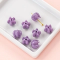 Huit perles de muguet violettes en verre avec tige dorée pour bijoux faits main - Prix Par Pièce / 4# Violet Clair (Forme de Poulpe/Fleur)
