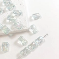 Iridescent light blue wavy rectangle acrylic beads for DIY jewelry making and crafts - 16# Blue Square Bead