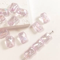 Iridescent pink rectangular acrylic spacer beads with grooved texture for DIY jewelry - 18# Purple Square Bead
