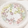 Mixed Macaron iridescent rectangular acrylic beads with AB coating in a ceramic dish - Mixed Square Beads
