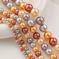 Mix of metallic champagne, bronze and grey glass pearls in various sizes for DIY jewelry - 4mm / 1# Multicolor Mix