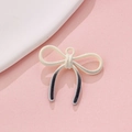 Creamy white macaron ribbon bow pendant with black gradient and glossy enamel finish - Beige Black Ribbon Style (4#)