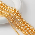 Perlas de vidrio doradas redondas de 3-12mm con acabado de alto brillo para crear bisutería - 4mm (aprox. 104 piezas/hilo) / 1# Dorado
