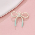 Pastel cream white alloy bow pendant with light blue gradient and top hanging loop - Milky White Light Blue Gradient (8#)