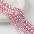 Cuentas de perlas rosas redondas en varios tamaños para creación de joyas DIY - 4mm (aprox. 104 piezas/hilo) / Violeta Claro