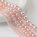 Tiras de cuentas de perlas sintéticas rosas redondas de 4-12mm para bisutería artesanal DIY - Rosa Claro