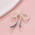 Creamy white macaron bow pendant with grey gradient edges for DIY jewelry making - Cream White Black Gray Gradient (11#)