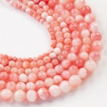 Perles rondes en pierre naturelle rose et blanc pour bijoux DIY avec fini lisse brillant - 4.5mm (environ 90 perles par fil) / 2# Pêche