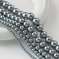 Perlas redondas gris plateado en varios tamaños para la creación de joyas DIY y accesorios - Gris Azulado
