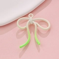 Macaron white and green gradient alloy bow pendant with metallic hanging loop - White Green Gradient Bowknot (14#)