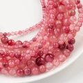 Polished translucent pink quartz round beads in various sizes for DIY jewelry making - 7# Crystal Strawberry