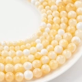 Polished milky yellow and white natural stone beads for DIY jewelry making and bracelets - 10# Pineapple Smoothie