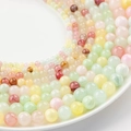 Macaron colored natural grape green jade round beads arranged on white display tray - 11# Peach Green Tea