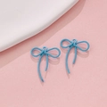 Blue spiral wire bow pendant in macaron alloy for DIY earring and jewelry making - Blue Spiral Bowknot (22#)