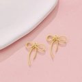 DIY macaron alloy wire bow pendant in gold finish for earrings and jewelry making - Light Gold Metal Wire Style (24#)