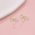 White macaron alloy bow pendant with threaded texture for DIY jewelry and accessories - White Ribbed Woven Style (25#)