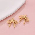 Golden matte alloy bow pendants for DIY earring and keychain jewelry making - Matte Gold Simple Style (29#)