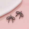 Gunmetal grey bow-shaped alloy pendants for DIY earrings and jewelry making - Gunmetal Black Simple Style (30#)