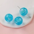 DIY iridescent blue resin beads with thorn texture and silver eye pin for jewelry making - Blue Wrinkled Texture Ball (8#)
