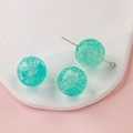 Turquoise round resin bead with water ripple texture and silver pin for DIY jewelry - Turquoise Water Ripple Ball (9#)