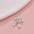 Silver bow pendant with pink oval crystal for DIY jewelry making and accessories - Silver with Light Pink Rhinestone (35#)