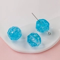 Sky blue multifaceted resin bead with holographic foil and metal pin for DIY jewelry - Sky Blue Faceted Aurora Ball (14#)