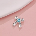 Elegant silver bow pendant with blue crystal center for DIY jewelry and accessories - Silver with Blue Rhinestone (38#)