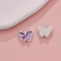 Alloy butterfly pendant charm with purple-blue gradient crystal and silver base - Silver Purple Blue Gradient Butterfly (41#)
