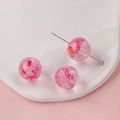 DIY jewelry beads in transparent pink resin with dried flower fragments and metal pins - Red Dried Flower Texture Ball (18#)
