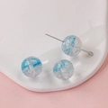 Blue and white marble resin bead accessory with silver metal pin for DIY jewelry making - Blue White Marble Texture Ball (19#)