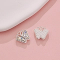 Silver butterfly charm with iridescent crystals and textured back for DIY jewelry - Silver Iridescent Butterfly (43#)