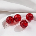 DIY handmade glass beads with red black swirls and gold foil glitter for earrings - Single Piece Price / Red Black Gold Swirl (2#)