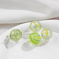 DIY handmade clear glass beads with colorful spiral stripes for earrings or bracelets - Single Piece Price / Multicolor Clear Spiral (3#)