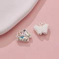 Silver alloy bow pendant with iridescent crystal inlay for DIY jewelry and crafts - Silver Aurora Effect Butterfly (44#)