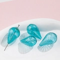 Irregular striped blue glass teardrop charms with yellow grid pattern and silver pins - Lake Blue Yellow Grid Style (6#)