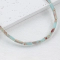 Natural light blue cylindrical stone beads with vintage brown marble texture for DIY jewelry - Lake Blue