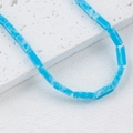 Light blue rectangular natural stone cylinder beads necklace with Larimar marble texture - Azure Blue