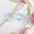 Perle trasparenti a cuore con rivestimento UV cangiante per gioielli fai da te e ciondoli - Cuore traforato (2#) / 1 Pezzo/Confezione / Blu