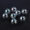 Eight iridescent clear glass bubble beads with rainbow coating for DIY jewelry making - 12mm / Iridescent Single Hole