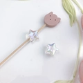 Perline a forma di stella effetto aurora su asta con testa di gatto rosa per fai da te - Piccola Stella (24#) / 1 Pezzo/Confezione / Trasparente