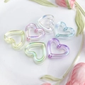 Set di perline acriliche a forma di cuore con rivestimento AB in colori pastello misti - Cuore Cavo Colori Misti / 1 Pezzo/Confezione / Multicolore