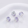 Verzilverde kubusvormige kralen met paarse zirkoon voor DIY sieraden maken - 11mm / Glanzend Zilver Paars Zirkonia