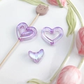 Ciondoli a cuore viola Aurora con finitura AB per gioielli fai da te e catene per telefoni - Set Gioielli Cuore / Confezione da 3 / Viola