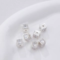 Verzilverde kubus kralen met zirkonia stenen voor het maken van DIY-sieraden - 7.5mm / Helder Zilver Witte Zirkoon